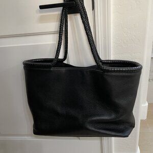 Tory Burch Black Leather Tote Bag - Braided leather handles - Retail $395